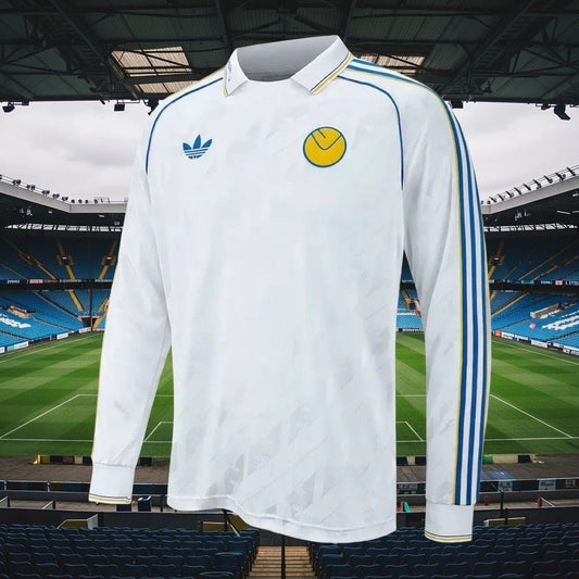 Leeds United Adidas “Lifestyler” Long Sleeve Home Retro Kit. - World Cup Retro Soccer Shop