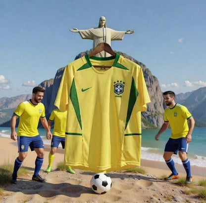 Brazil 🇧🇷 2002 World Cup “Champions” Home Jersey. - World Cup Retro Soccer Shop