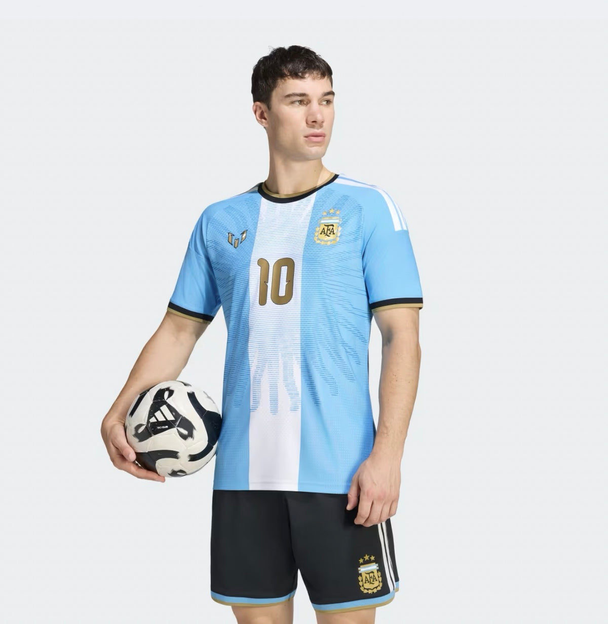 Kids short sleeve Argentina Lionel Messi farewell jersey for last game vs Benin, World Cup Retro Soccer Shop.
