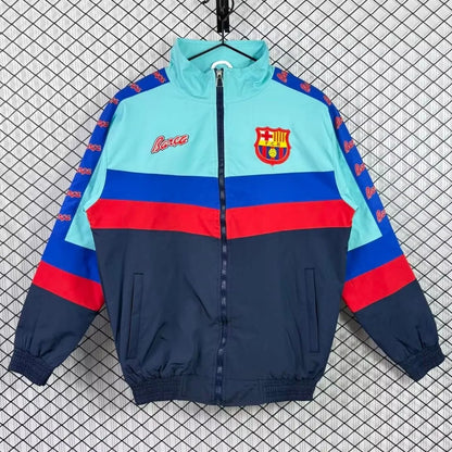Barcelona FC 95/97 retro long sleeve track jacket with team logo, black and red design, from World Cup Retro Soccer Shop.