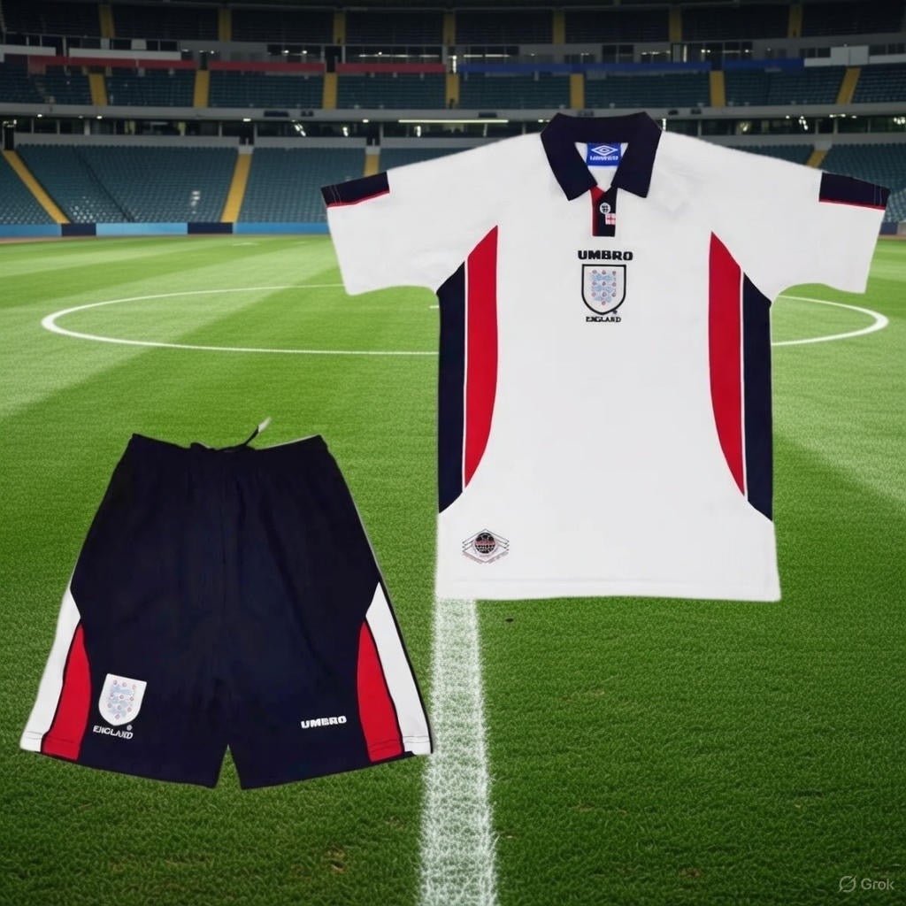 England 🏴󠁧󠁢󠁥󠁮󠁧󠁿 1998 World Cup Kids Kit Set Home Jersey, Shorts & Socks. - World Cup Retro Soccer Shop