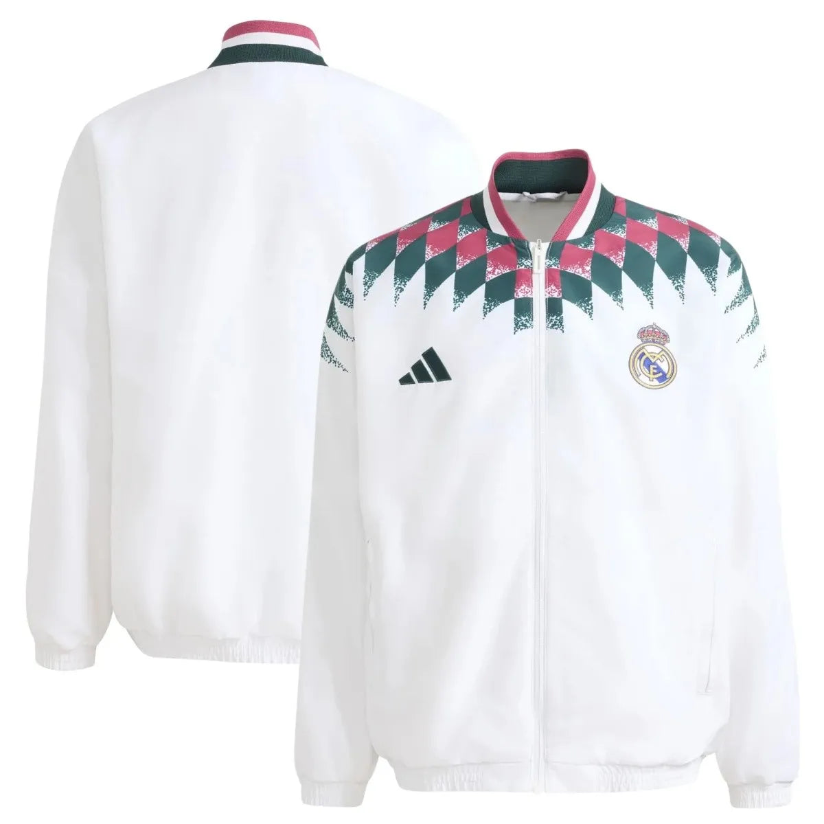 Real Madrid 2026/27 all-weather long sleeve track jacket with team logo, in blue and white, from World Cup Retro Soccer Shop