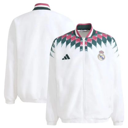 Real Madrid 2026/27 all-weather long sleeve track jacket with team logo, in blue and white, from World Cup Retro Soccer Shop