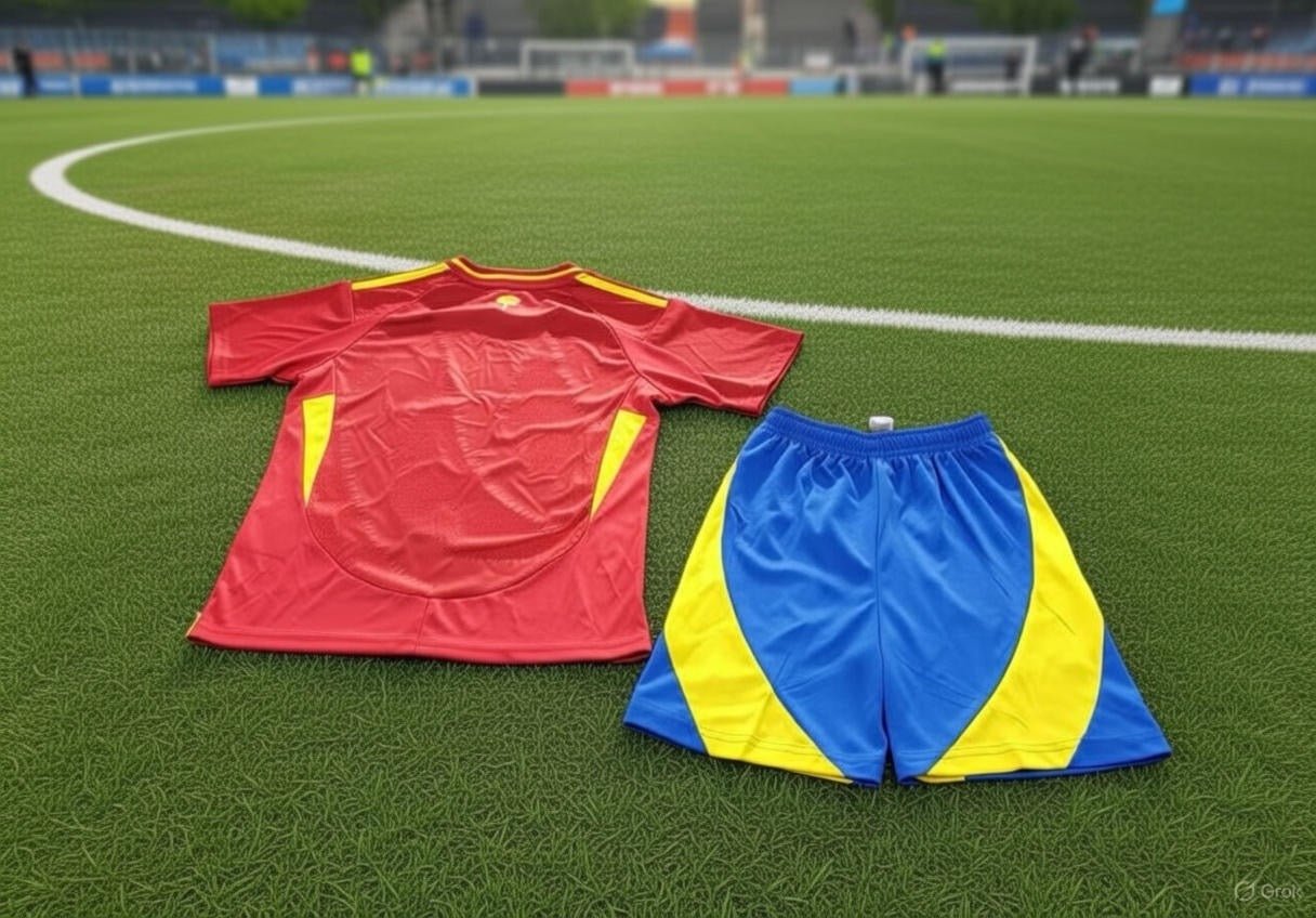 Spain 🇪🇸 Euro 2024 “Champions”Kids Kit Set, Home Jersey Shorts & Socks. - World Cup Retro Soccer Shop