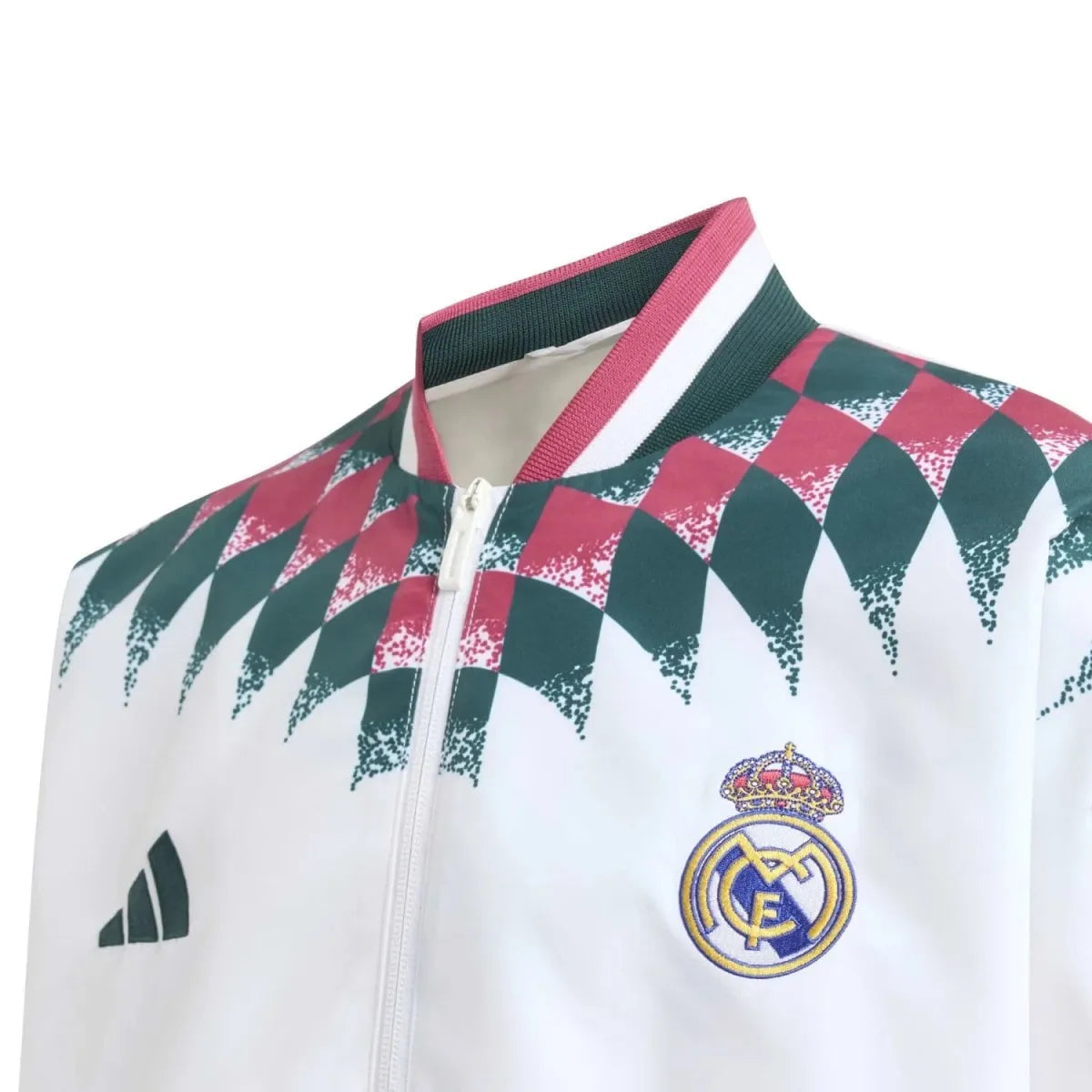 Real Madrid 26/27 all-weather long sleeve track jacket, sporty design with team logo and breathable fabric for athletic wear.