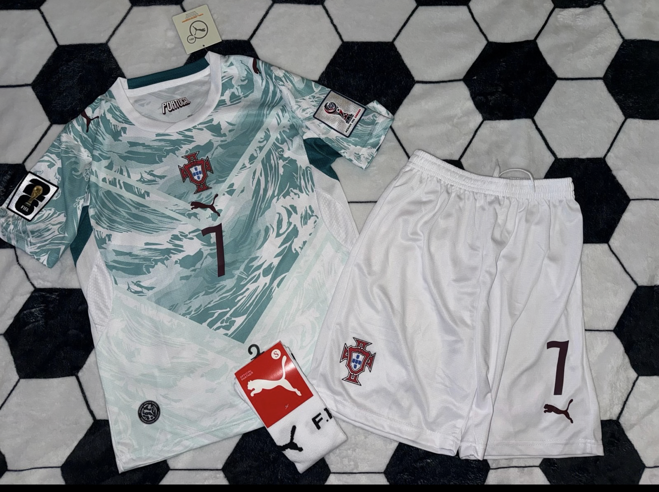 Portugal 🇵🇹 World Cup 2026 Kids Kit Set, Away Jersey Shorts & Socks.