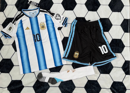 Argentina 🇦🇷 2026 World Cup Kids Kit Set, Home Jersey, Shorts & Socks.