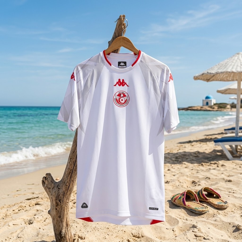Tunisia 2026 World Cup home jersey, short sleeve soccer shirt by World Cup Retro Soccer Shop, featuring Tunisia team colors and logo
