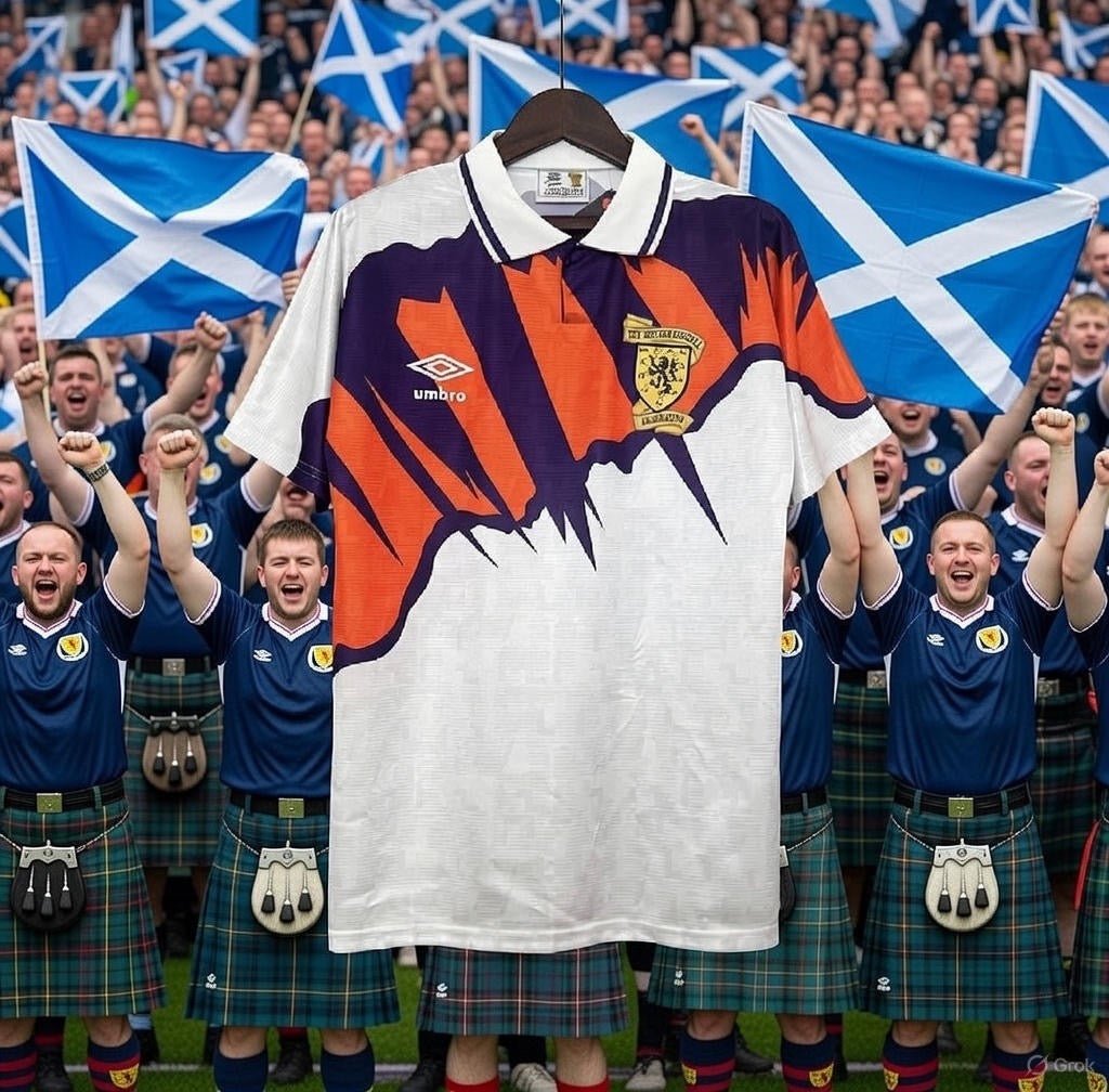 Scotland 🏴󠁧󠁢󠁳󠁣󠁴󠁿 1991 Third Jersey. - World Cup Retro Soccer Shop