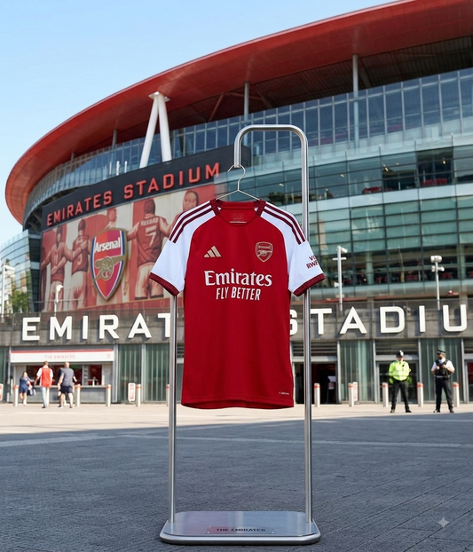 Arsenal FC 26/27 Home Kit. Gold Premier League patch.
