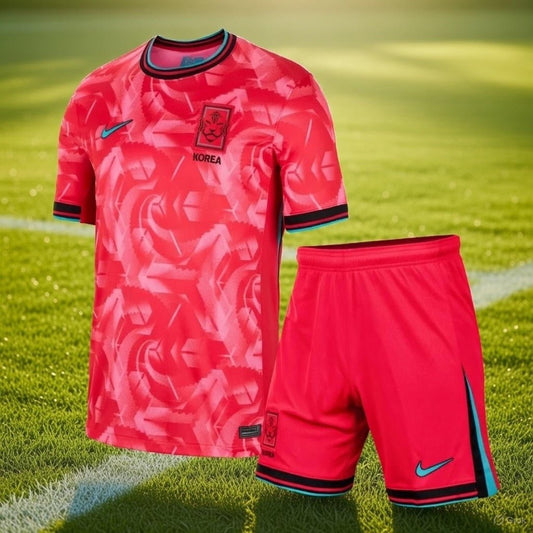 South Korea 🇰🇷 2024 Kids Kit Set, Home Jersey Shorts & Socks. - World Cup Retro Soccer Shop