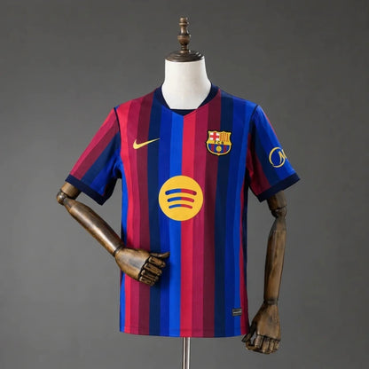 Barcelona FC 2026/27 home jersey, short sleeve, featuring team badge and design details, from World Cup Retro Soccer Shop.