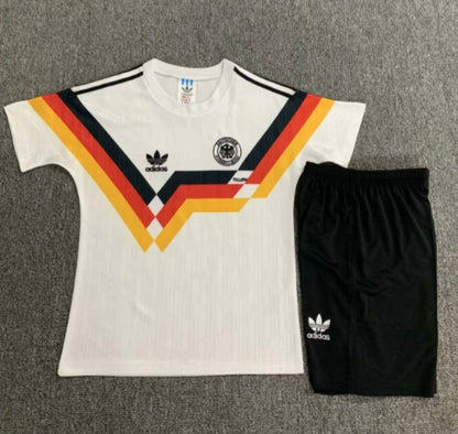 Germany (West) 🇩🇪 1990 World Cup Kids Kit Set, Home Jersey Shorts & Socks. - World Cup Retro Soccer Shop