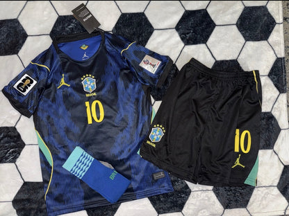 Brazil 🇧🇷 2026 World Cup Away Kids Kit Set Home Jersey, Shorts & Socks. Air Jordan Edition.