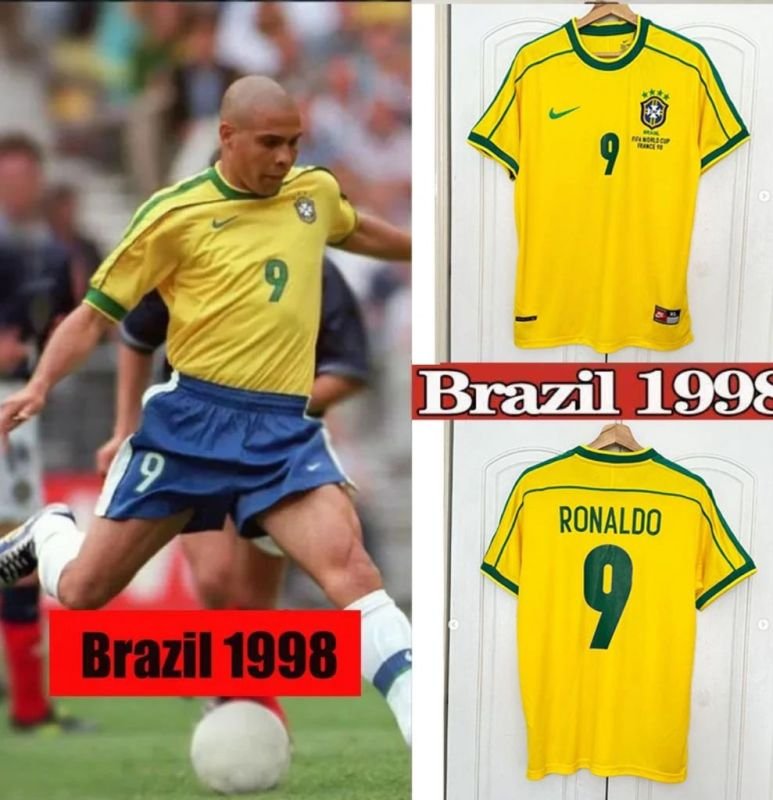 Brazil 🇧🇷 1998 World Cup Home Jersey. - World Cup Retro Soccer Shop