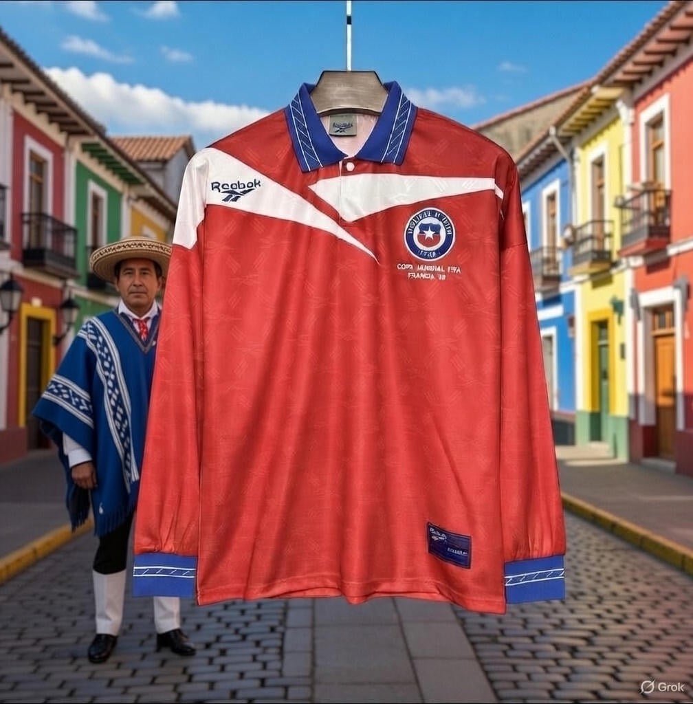 Chile 🇨🇱 1998 World Cup Long Sleeve Home Jersey. - World Cup Retro Soccer Shop