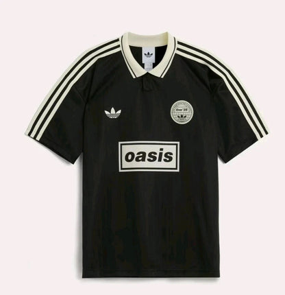 Adidas OASIS TOUR lifestyle short sleeve shirt with retro soccer design, featuring bold graphics and vibrant colors.