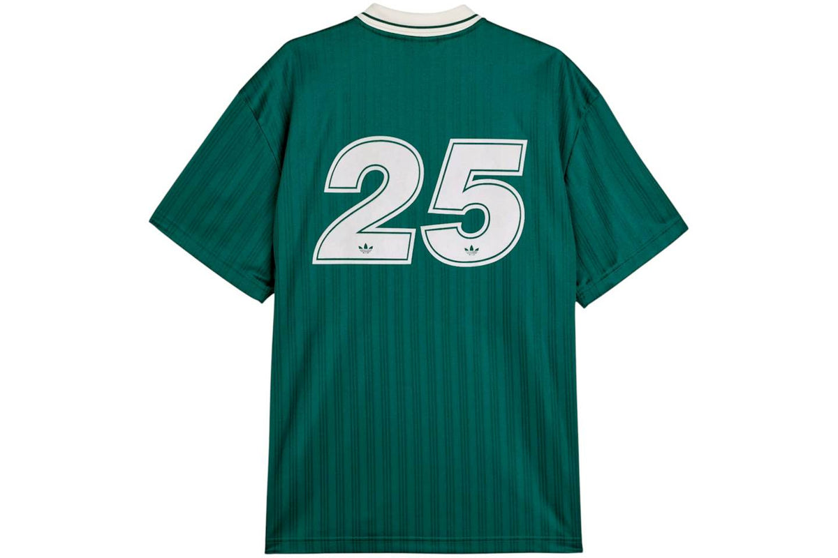 Green Adidas OASIS TOUR lifestyle short sleeve shirt with retro soccer design, featuring the World Cup Retro Soccer Shop branding.