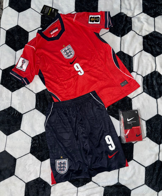 England 🏴󠁧󠁢󠁥󠁮󠁧󠁿 2026 World Cup Kids Kit Set Away Jersey, Shorts & Socks.
