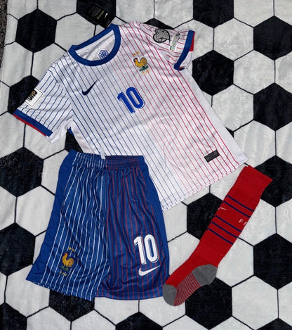 France 🇫🇷 Euro 2024 Kids Kit Set Away Jersey, Shorts & Socks. - World Cup Retro Soccer Shop