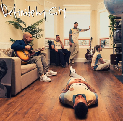 Manchester City FC 2024/25 4th jersey, short sleeve, with “Definitely Maybe” album special edition design, by World Cup Retro Soccer Shop.