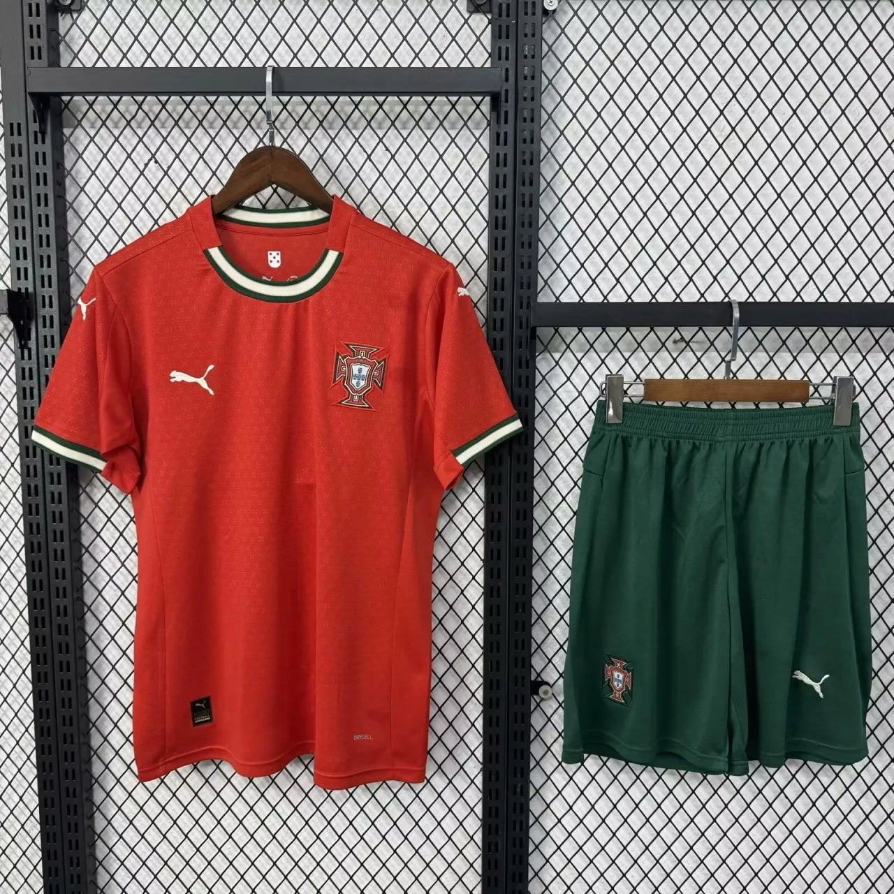 Portugal 🇵🇹 2025 1st Edition Puma Kids Kit Set, Home Jersey Shorts & Socks. - World Cup Retro Soccer Shop