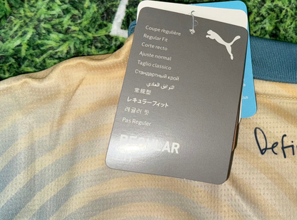 Manchester City FC 24/25 4th jersey with "Definitely Maybe" album special edition, short sleeve, in team colors.