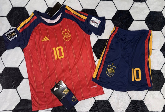 Spain 🇪🇸 2026 World Cup Kids Kit Set, Home Jersey Shorts & Socks.