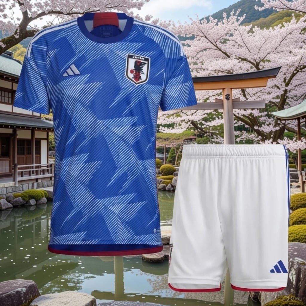 Japan 🇯🇵 World Cup 2022 Kids Kit Set, Home Jersey Shorts & Socks. - World Cup Retro Soccer Shop