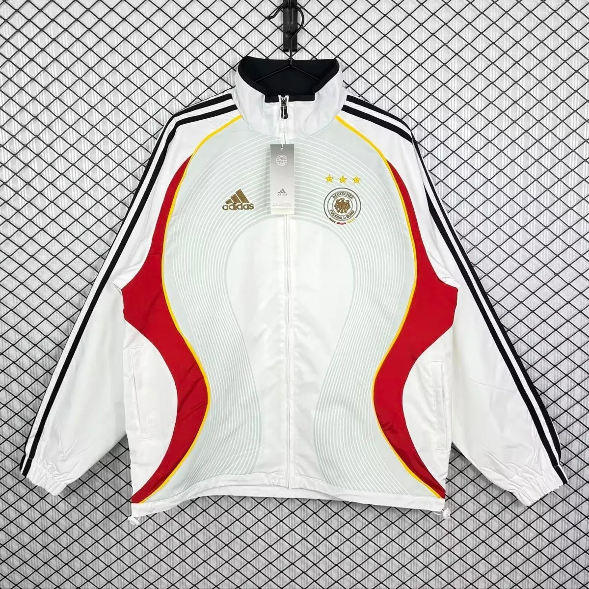 Germany 2005/06 all-weather retro soccer track jacket, long sleeve, with team logo and vintage design, by World Cup Retro Soccer Shop.