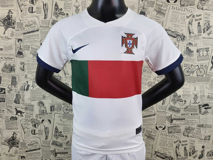 Portugal 🇵🇹 World Cup 2022 Kids Kit Set, Away Jersey Shorts & Socks. - World Cup Retro Soccer Shop