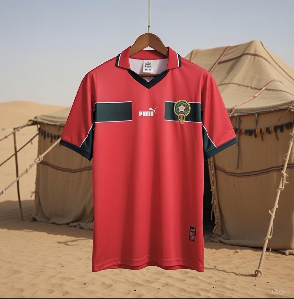 Morocco 🇲🇦 1998 World Cup Third Jersey. - World Cup Retro Soccer Shop