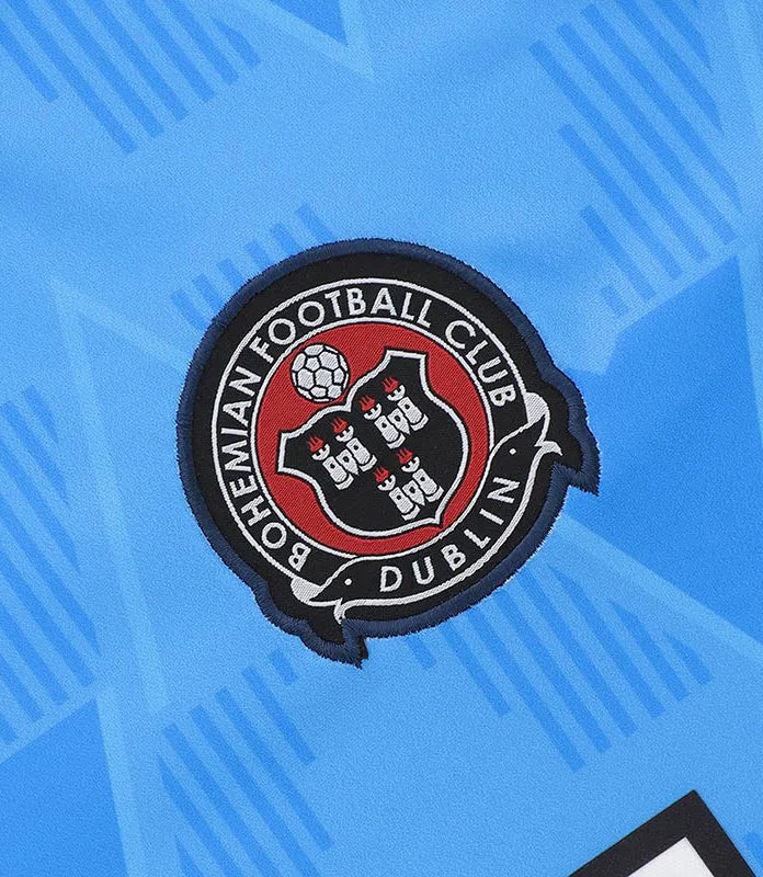 Short sleeve Bohemian FC Oasis Tour Kit jersey by World Cup Retro Soccer Shop, featuring team logo and vibrant bohemian design.