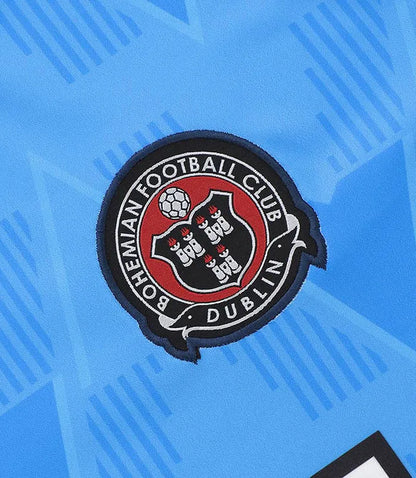 Short sleeve Bohemian FC Oasis Tour Kit jersey by World Cup Retro Soccer Shop, featuring team logo and vibrant bohemian design.