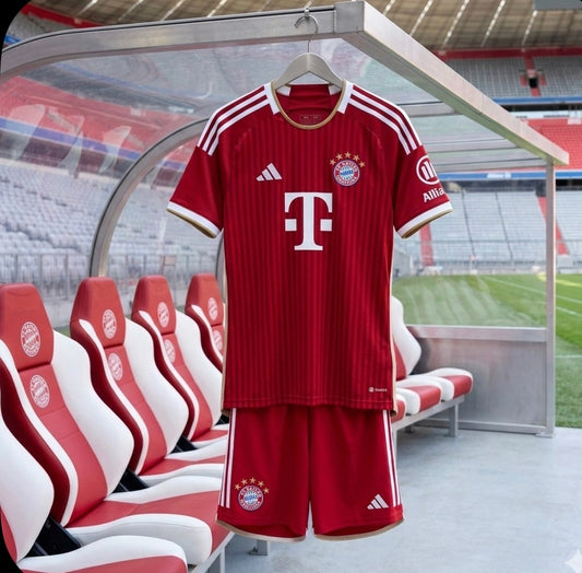 Bayern Munich 26/27 Home Kids Kit Set, Home Jersey, Shorts & Socks.