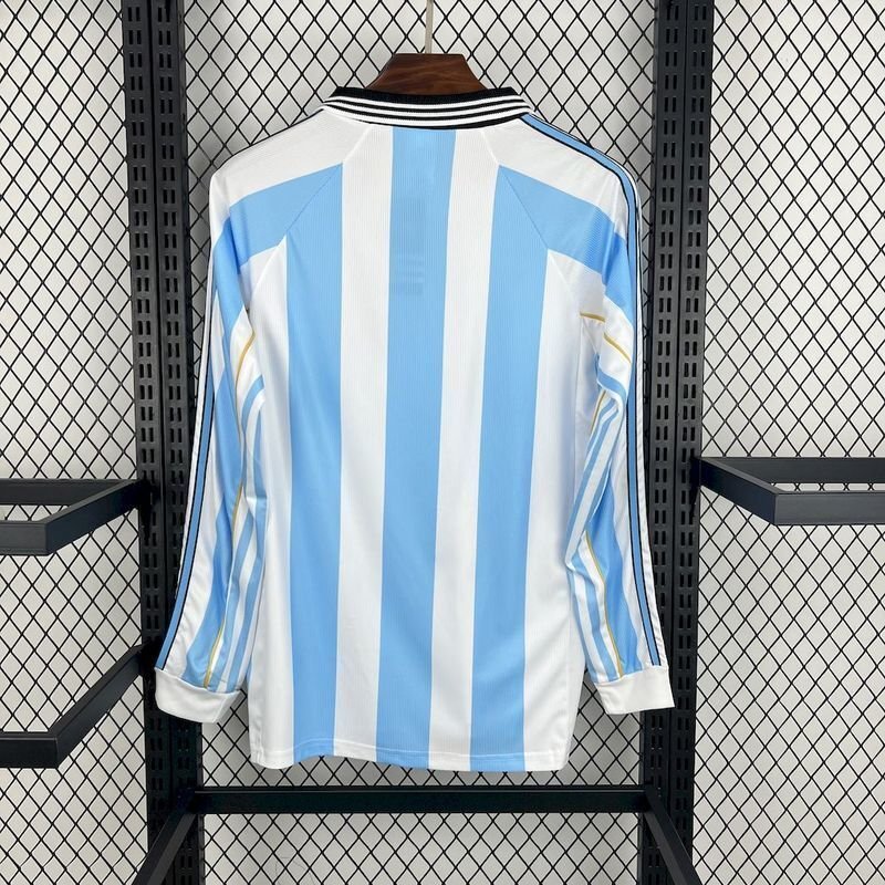 Argentina 🇦🇷 1998 World Cup Long Sleeve Home Jersey. - World Cup Retro Soccer Shop