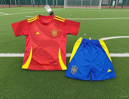 Spain 🇪🇸 Euro 2024 “Champions”Kids Kit Set, Home Jersey Shorts & Socks. - World Cup Retro Soccer Shop