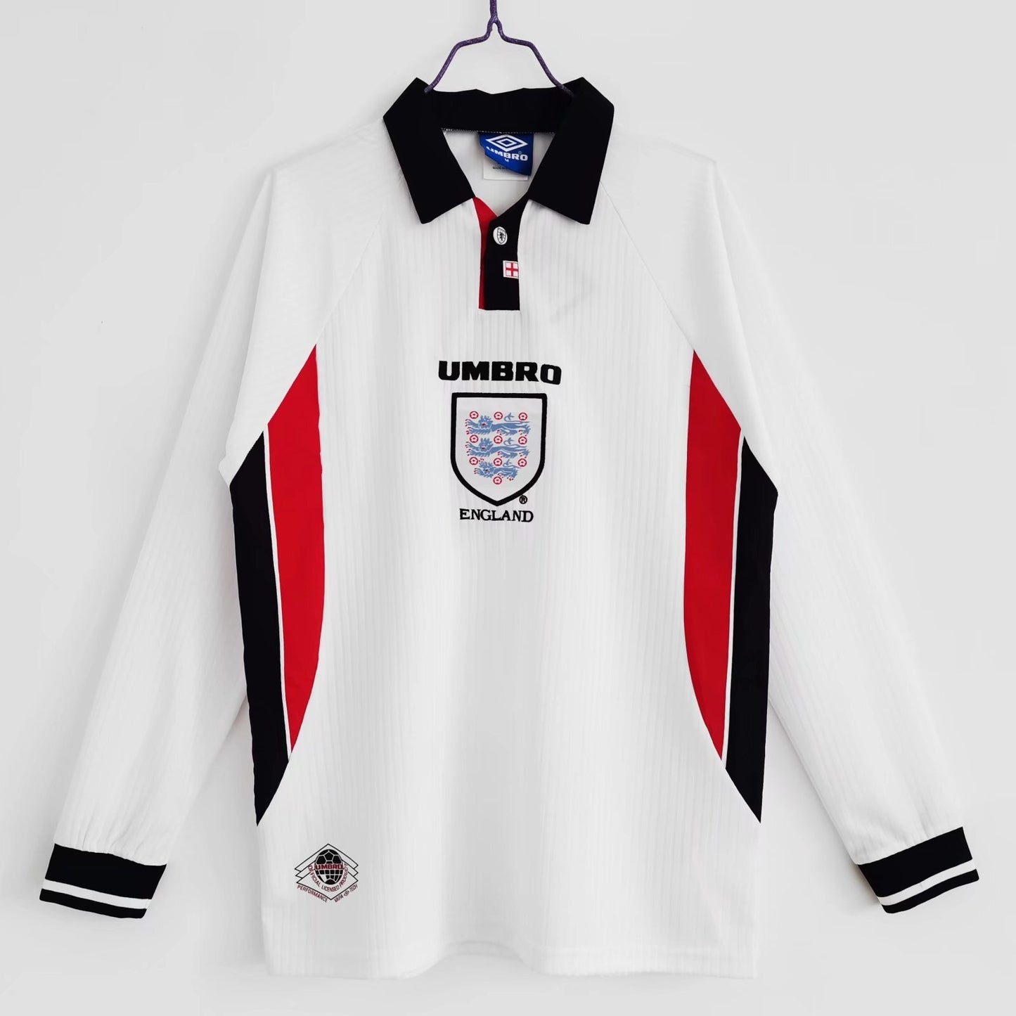 England 🏴󠁧󠁢󠁥󠁮󠁧󠁿 1998 World Cup “Long Sleeve” Home Jersey. - World Cup Retro Soccer Shop