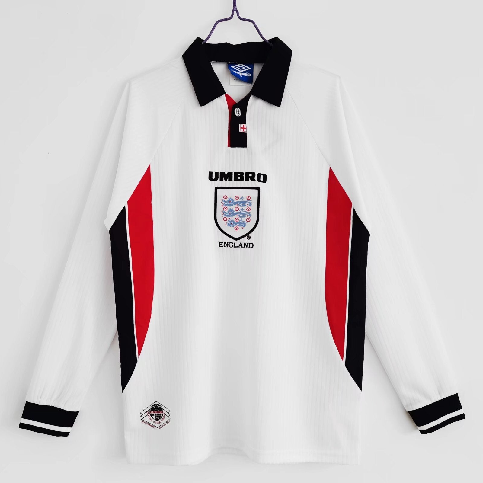 England 🏴󠁧󠁢󠁥󠁮󠁧󠁿 1998 World Cup “Long Sleeve” Home Jersey. - World Cup Retro Soccer Shop