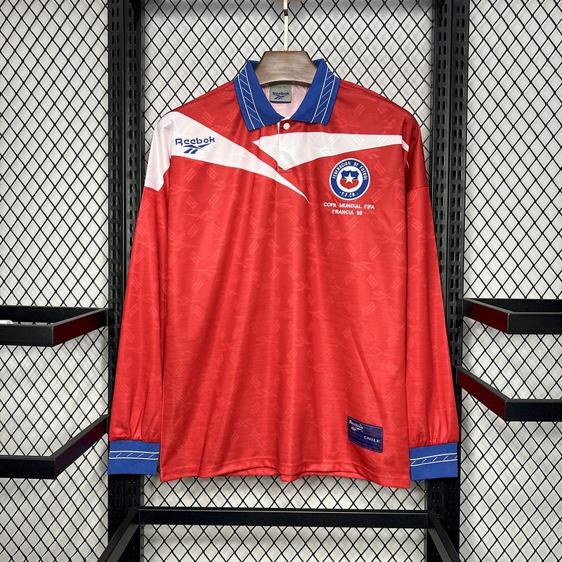 Chile 🇨🇱 1998 World Cup Long Sleeve Home Jersey. - World Cup Retro Soccer Shop