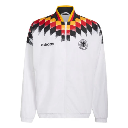 Germany 1994 retro long sleeve track jacket with classic soccer design, featuring team colors and vintage style details.
