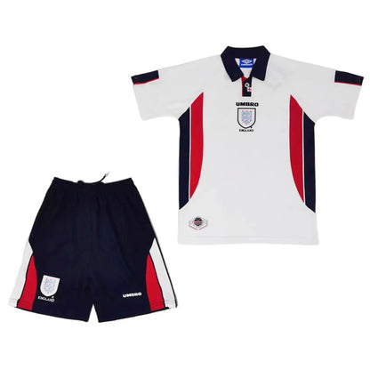England 🏴󠁧󠁢󠁥󠁮󠁧󠁿 1998 World Cup Kids Kit Set Home Jersey, Shorts & Socks. - World Cup Retro Soccer Shop