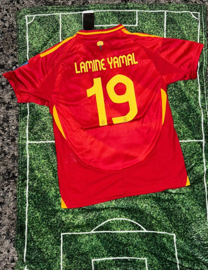 Spain 🇪🇸 Euro 2024 “Champions”Kids Kit Set, Home Jersey Shorts & Socks. - World Cup Retro Soccer Shop