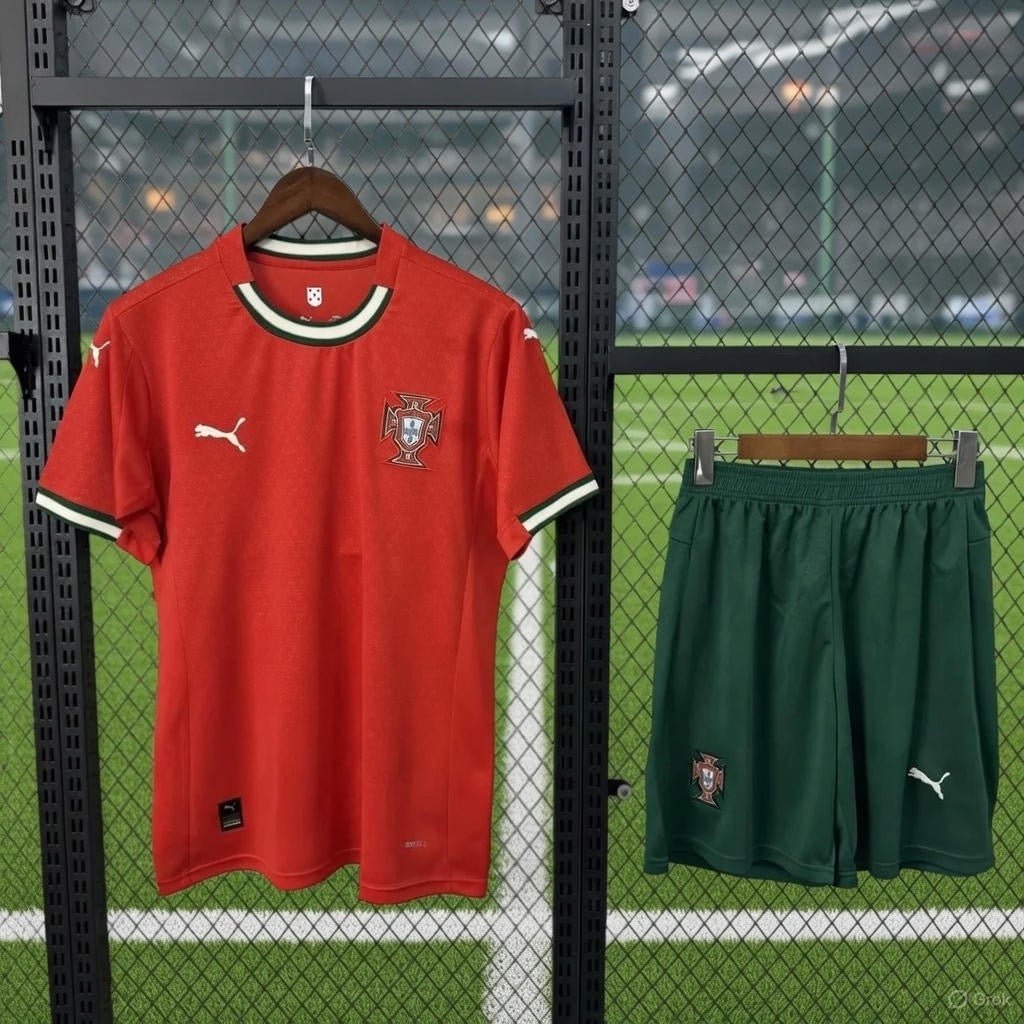 Portugal 🇵🇹 2025 1st Edition Puma Kids Kit Set, Home Jersey Shorts & Socks. - World Cup Retro Soccer Shop