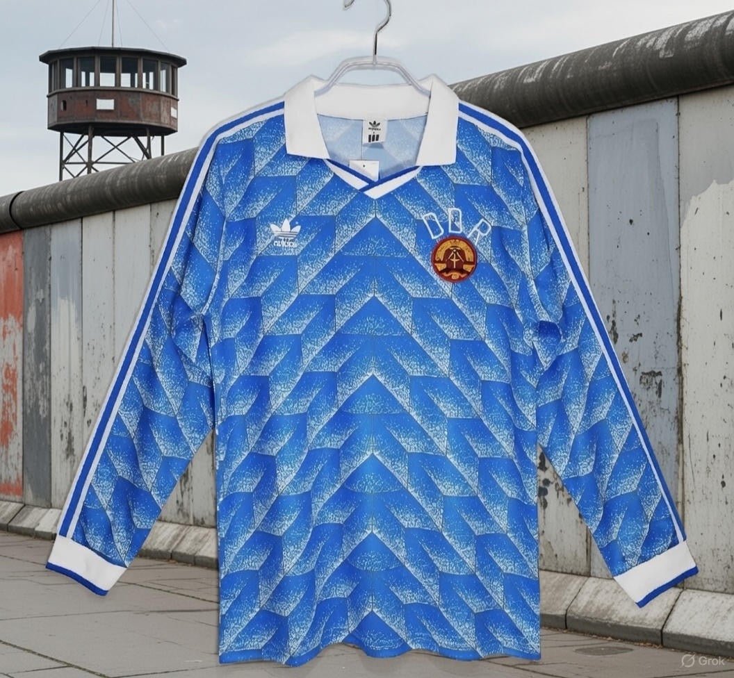 Germany (East) The DDR 🇩🇪 1988/90 Away Long Sleeve Jersey. The last East Germany kit ever made. - World Cup Retro Soccer Shop