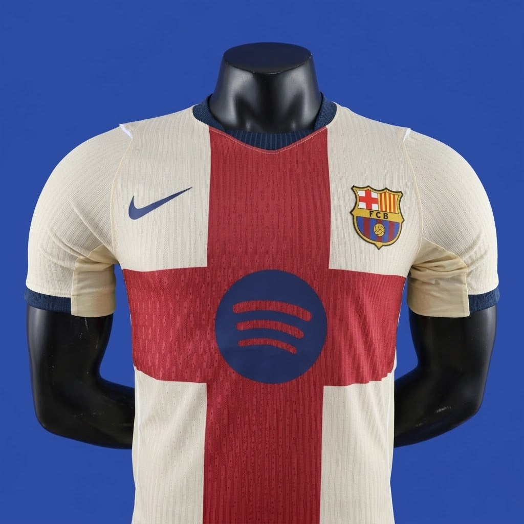 Barcelona FC 2026/27 4th short sleeve soccer jersey by World Cup Retro Soccer Shop, showing team crest and vibrant design.