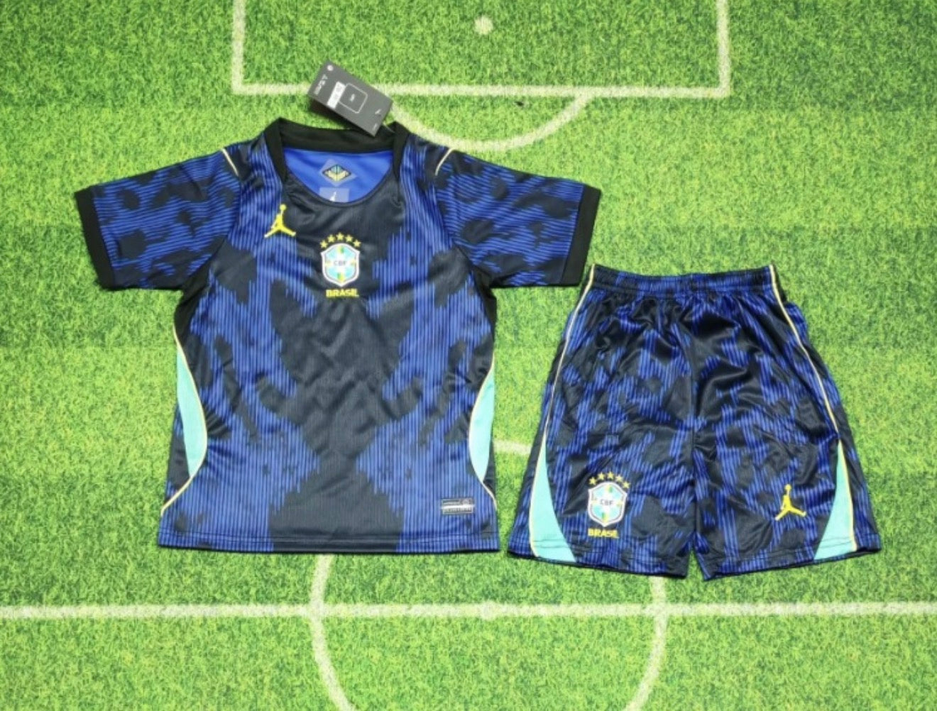 Brazil 🇧🇷 2026 World Cup Away Kids Kit Set Home Jersey, Shorts & Socks. Air Jordan Edition.