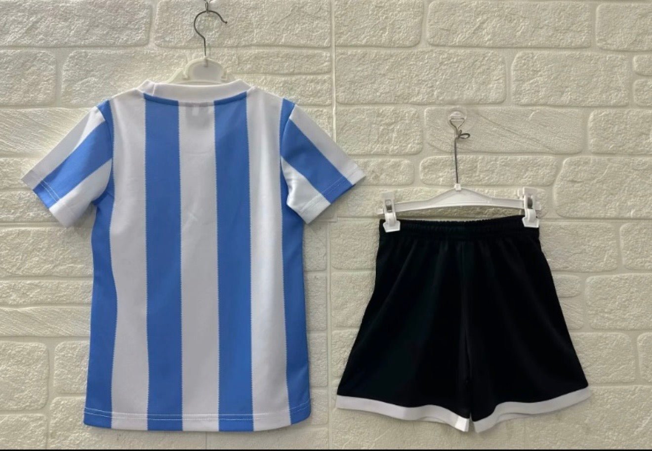 Argentina 🇦🇷 1986 World Cup Kids Kit Set, Home Jersey, Shorts & Socks. - World Cup Retro Soccer Shop