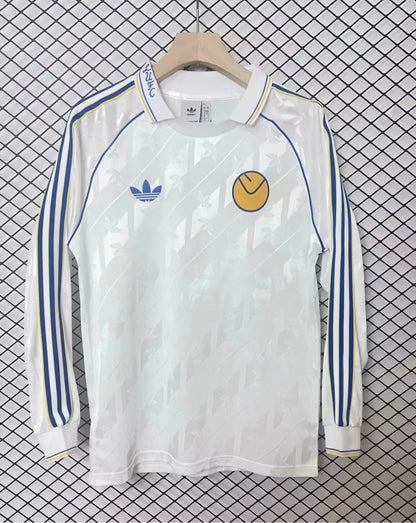 Leeds United Adidas “Lifestyler” Long Sleeve Home Retro Kit. - World Cup Retro Soccer Shop