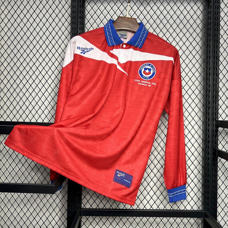 Chile 🇨🇱 1998 World Cup Long Sleeve Home Jersey. - World Cup Retro Soccer Shop